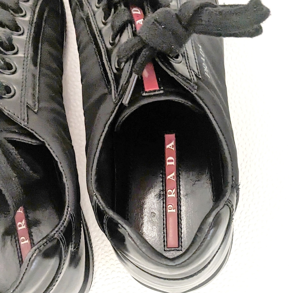 PRADA Men's black nylon leather sneakers - Picture 13 of 13